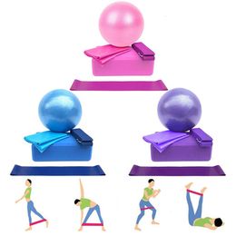 Yoga Blocks Kit de démarrage de yoga 5 pièces ensemble d'équipement de yoga avec blocs balle étirement sangle boucle de résistance Pilates bande d'exercice Fitness à domicile 230925