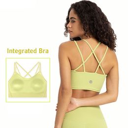 Yoga Bra Fashion Sports Underwear For Women's Fitness Sexy en Beautiful Back Top Regular Integrated Bra Pad 2023 Nieuw Velafeel