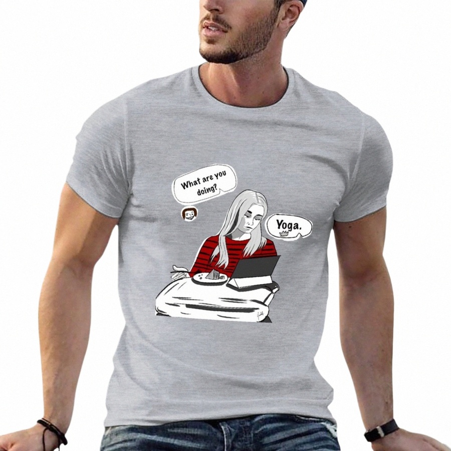 Yoga - Cake T -shirt Snabbtorkning Vanlig vintage Mens Cott T -skjortor Q0DF#