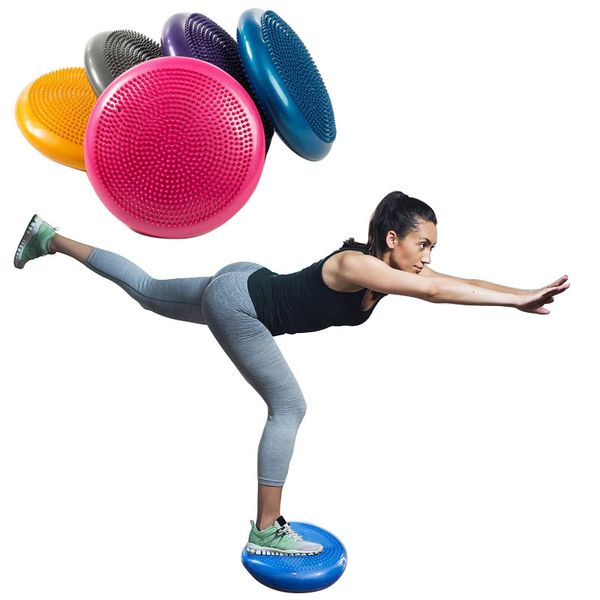 Círculos de yoga Durable Inflable Yoga Masaje Bola Músculos Gimnasio Fitness Estabilidad Wobble Balance Disco Yoga Balance Pad Ejercicio Entrenamiento Bolas 230626