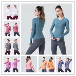 Vêtements de yoga pour femmes, serrés et fins, respirants, slim, séchage rapide, course à pied, fitness, sport, manches longues, lululemom