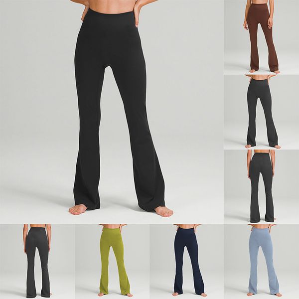 Vêtements de yoga Grooves été femmes pantalons évasés taille haute moulant ventre spectacle figure sport yogas neuf points pants2k