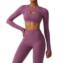 Vêtements de yoga Nude Feess Blouse Sexy Woman Femmes Athletic Long Long Manneve for Running Exercise Workout Automne Shirts Tops