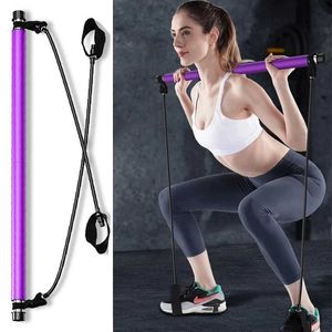 Yoga CrossFit Resistance Bands Exerciser Pull Touw Draagbare Home Workout Pilates Bar Trainer Elastische Bands voor Fitnessapparatuur H1026