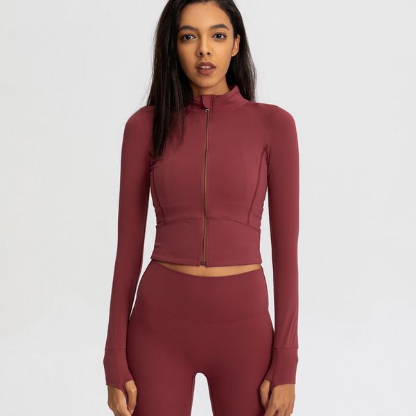 Yoga Designer Als Yoga Vestes pour femmes Manteau Costume serré pour femmes Séchage rapide Haut à manches longues Cardigan à fermeture éclair Marque de course de luxe populaire