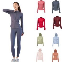 Yoga Fitness Outfit Llulemen Dames Designer Jacket Nieuwe mode en vrije tijd met geborduurde logo Sportoutfit Solid Colar Stand Collar Snel droge sportschooljack