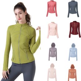 Atuendo de fitness de yoga lulemen Diseñador de mujer Sport Chaqueta Start-up Stand-up Half Zipper manga larga Camisa de yogas apretada Pulgar Athtic Coat Gym Clothing