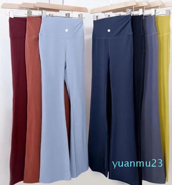 Yoga pantalon évasé rainure été dames taille haute coupe ajustée ventre cloche-bas pantalon montre jambes longues Yoga Fitness Net rouge