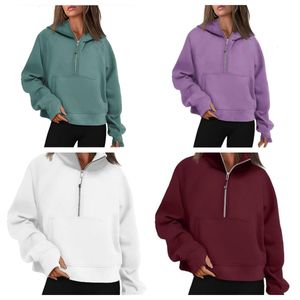 Sweat à capuche de yoga Scuba Womens Sweat à capuche zippé Sweatshirts Automne et hiver Plus Velvet Épaississement Vestes Hoodys Chothing Vêtements courts en vrac