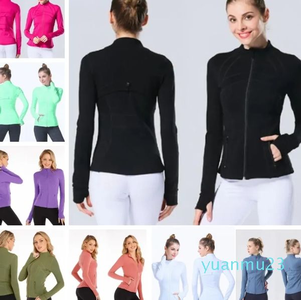 Chaqueta de Yoga para mujer, chaquetas de manga larga, abrigo deportivo para entrenamiento, ropa de Fitness, traje para trotar, Top de secado rápido con cremallera sólida