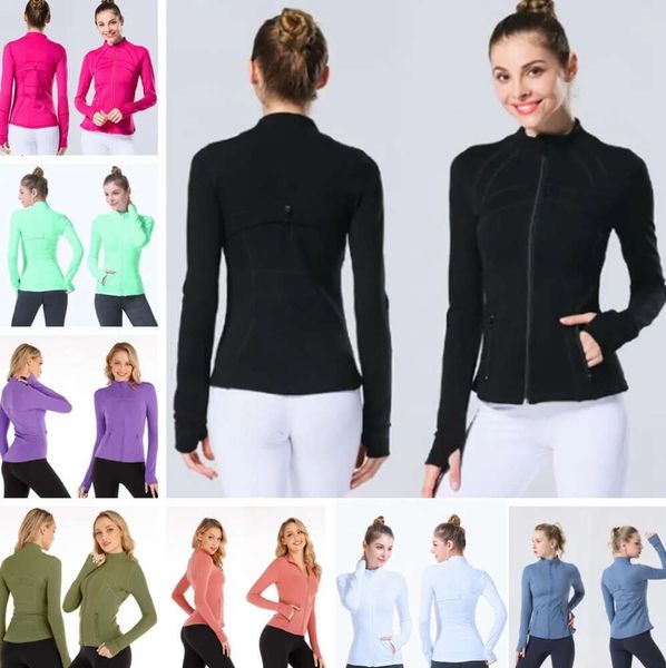 Chaqueta de yoga Chaquetas de manga larga para mujer Definir entrenamiento Abrigo deportivo Ropa de fitness Chica Traje para correr Top de secado rápido Sudadera con cremallera sólida Ropa deportiva Mujer 216