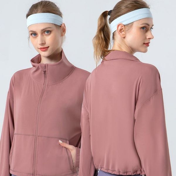 Veste de Yoga, veste de sport pour femmes, haut de fitness à séchage rapide, vêtements de sport à fermeture éclair de couleur unie, best-seller LL