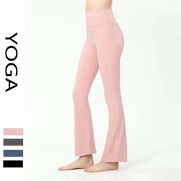 AL Yoga Leggings femmes nues taille haute levage hanches soins de la peau minceur élastique Micro Flare pantalons d'entraînement vêtements de sport