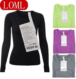 Yoga Long Lu Mujeres Diseñador Manga Color Sólido Forma Desnuda Cintura Apretada Fiess Suelta Correr Deportes Ropa de Yoga