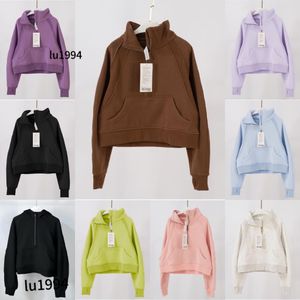 yoga lu hoodie scuba winter dames hoodies dragen halve rits ontwerp damesmode alle ritsen lu hoodie trui sport lange mouw zip-up sweatshirt LL