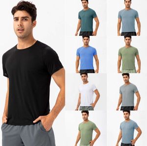 Yoga LU Outfit Lu Running Shirts Compresión medias deportivas Fitness Gym Alta calidad Fútbol Hombre Jersey Ropa deportiva Secado rápido Deporte t-Top LL mans