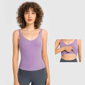 Yoga Lu Sport Bra Align Top Top sexy Sexy V-Neck Sport Sport Long Tank Tops Hunting Gile Gift Support Set LL Lemon Lu-08 Gry 2024 Tops d'été