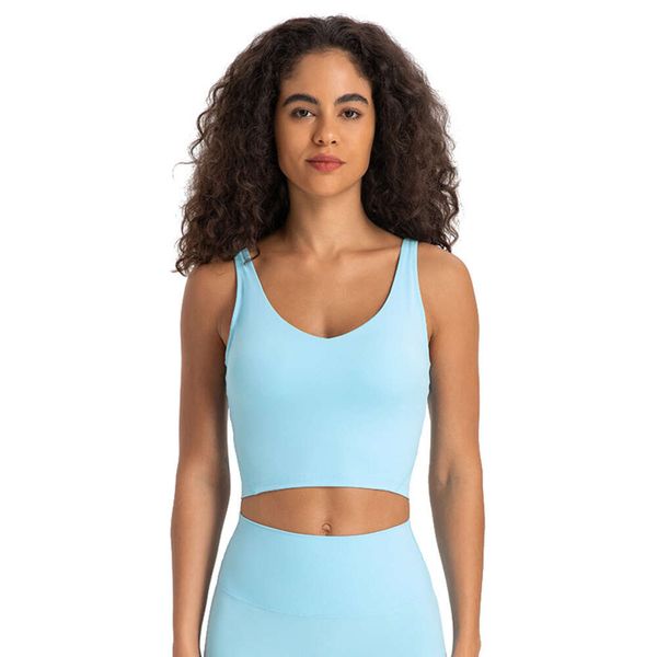 Yoga Lu Sport Bra Align Vest Running High Womens Fitness Sports Sports Bra Bra Intégrée Poste de poitrine Deep U Back Puspup Top sous-vêtements