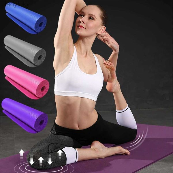 Tapis de yoga Tapis de yoga antidérapant de 10mm d'épaisseur, 183x61cm, pour débutants, tapis de gymnastique, de sport, de Fitness, NBR, avec sangle, L240118