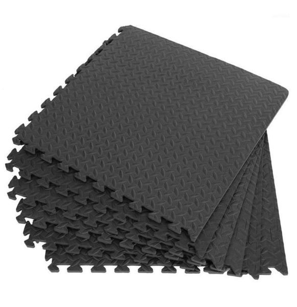 Esteras de yoga 12pcs 3030 cm Eva Leaf Grain Floor Mat de gimnasia Alfombras de empalme en espesas para entrenamientos de sala de fitness19485316