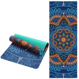 Yoga -matten 5,5 mm Lotus Patroon Suede TPE Yoga Mat Pad Niet -slank Slankoefening Fitness Gymnastics Mat Body Building Esterilla Pilates 230417