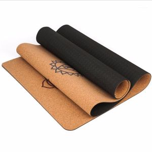 Tapis de yoga 5MM tapis en liège naturel inodore TPE Fitness Gym Sports Pilates coussinets d'exercice antidérapant absorber la sueur 183X68cm1309F