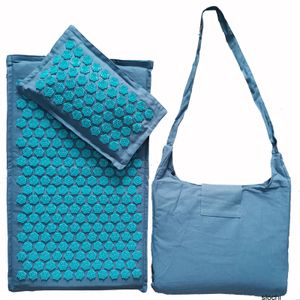 Esterillas de Yoga de 7444cm, esterilla de masaje de palma de coco de lino natural, almohada deportiva con bolsa, cojín de acupresión con punta de loto Accupresure 230606