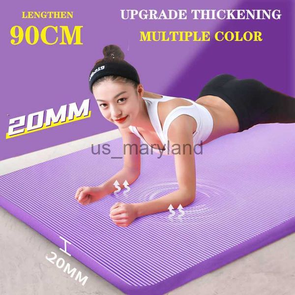 Tapis de yoga 90CM 20MM 5 couleurs épais NBR antidérapant lavable Fitness Pilates tapis haute densité insipide exercice gymnastique Pad Gym Home J230506