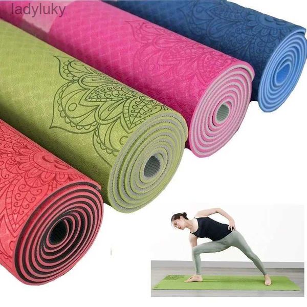 Esteras de yoga Datur TPE Estera de yoga 6 mm Estera de fitness Fitness Yoga Estera deportiva Esteras de gimnasia con bolsa de yoga Almohadilla de equilibrio Yogamat 183 * 61 cm * 6 mm L240118