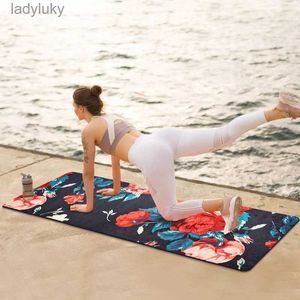 Tapis de yoga Tapis de Yoga en daim avec impression de fleurs, épaisseur de 6MM, écologique, antidérapant, chaud, meilleur tapis de Yoga, SBS, Pilates, matelas de FitnessL240118