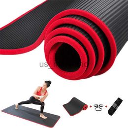 Yogamatten Jusenda 10MM Mat 183x61cm NBR Fitness Gym Sport Pilates Pads Tapijt Rand bedekt Scheurbestendig Mat met tasriem J230506