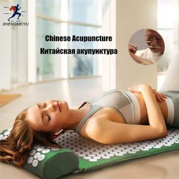 Yoga Matten Massage Mat Acupressuur voor Nek Naald Acupunctuur Pad Kussen Set Kuznetsov Applicator Spike Massager Kussen 230606