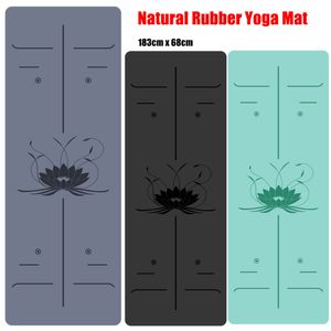 Yoga Mats Natural Rubber Mat Professional Lotus Pattern PU Environmental Material Sports Pilates Reformer 183cm68cm5mm 230907