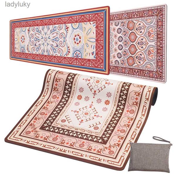 Tapis de yoga Tapis de yoga de voyage imprimé pliable en caoutchouc suédé antidérapant tapis d'exercice de fitness yoga pilates exercice au sol avec sac de transport 1,5 mm L240118