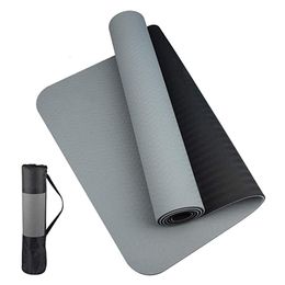 Tapis de yoga Tapis de yoga TPE épais bicolore antidérapant, mouvement de haute qualité pour le fitness à la maison sans goût Pad183 61cm 230907