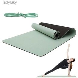 Yogamatten, dicke Yogamatte, 6/8 mm dick, TPE-Übungs-Yogamatte, rutschfeste Fitnessmatte mit Tragegurt für Yoga, Pilates, Damen, Herren, Kinder, L240118