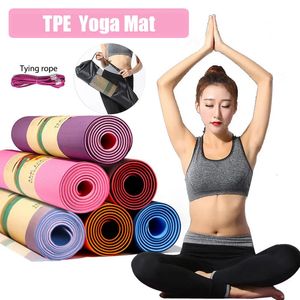 Tapis de Yoga TPE Double couche tapis antidérapant tapis d'exercice avec ligne de Position pour la gymnastique de Fitness et les sports Pilates 231012