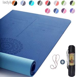 Tapis de yoga Tapis de Yoga TPE avec ligne de Position 6mm tapis d'exercice de sport Double couche antidérapant pour débutant gymnastique à domicile Fitness gymnastique PilatesL240118