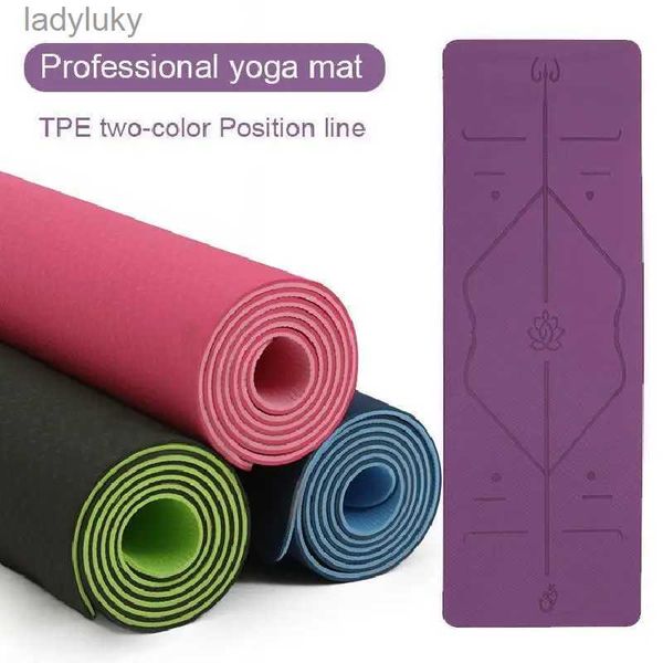 Tapis de yoga Tapis de yoga TPE avec ligne de positionnement tapis de tapis antidérapant 1830*610*6mm tapis de gymnastique de fitness adapté à l'environnement des débutantsL240118