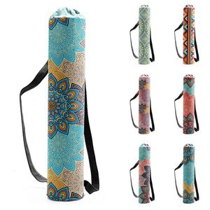 Tapis de Yoga Femmes Hommes Portable Tapis Sac Sports Fitness Imprimé Toile Cordon En Plein Air Pilates Mode 230606