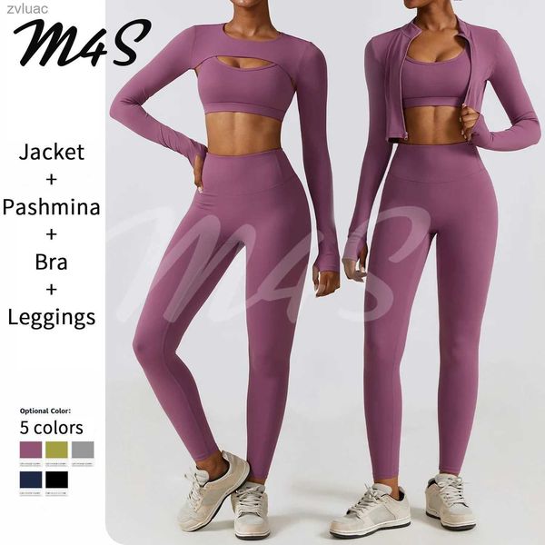 Yoga Outfit 2/3pcs Ensemble Ensemble féminin Ensembles assortis pour femmes Gym Vêtements d'entraînement Survêtement Running Zipper Jacket Pashmina Leggings YQ240115