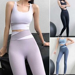 Yoga-outfit 2 pc's/set Popular Lady Tracksuit strakke elastische fitnesspak kontliftige buikregeling Yoga Topbroeken Set P230504