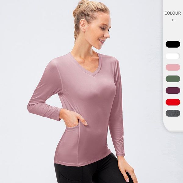 Yoga tenue 2022 automne hiver Sports Fitness vêtements hauts en ligne célébrité Simple Stretch à manches longues T-shirt femmes