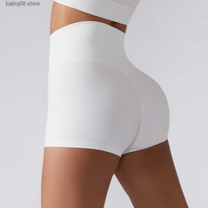 Traje de yoga 2023 Nuevas mujeres Pantalones cortos de yoga de cintura alta Pantalones cortos de gimnasio Pantalones cortos de botín de cadera de melocotón Pantalones cortos de motorista Pantalones cortos de entrenamiento para mujeres Pantalones cortos para correr T230421