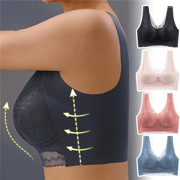 Yoga Outfit 2023 Summer Lace Beautiful Back Tube Top Underwear Women's Fixed Cup Gather Wrapped Chest No Steel Ring Sexy Large Size Bra