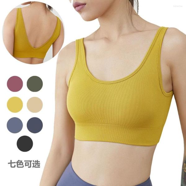 Traje de yoga 2023 V Volver Sujetador deportivo Mujer Chaleco abierto Correr Fitness Entrenamiento sin costuras Gimnasio Chica sexy Ropa interior