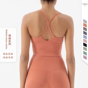 Yoga Outfit 2023 Double face Sanded Sexy Sling Sports Bra Nude Débardeur Retour Fitness Sous-vêtements Ropa Deportiva Mujer Gym Sport