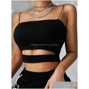 Yoga Outfit 2024 Mode Sexy Femmes Summer Casual Sans manches Cut-Out Court Tee-shirt Crop Top Gilet Strap Tank Blouse Drop Livraison S Dhlic