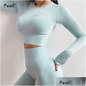 Yoga Outfit 23 Piece Set Femmes Gym Wear Seamless Sports Bra Crop Top Taille Haute Leggings Fitness Sportswear Workout Outfits Femme Dr Dhvpn