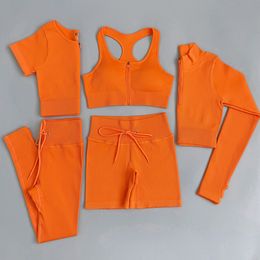 Yoga -outfit 235pc dames tracksuit naadloze set workout sportkleding sportschool kleding trekkoord high taille leggings fitness sportpakken 230411